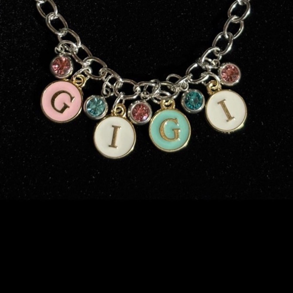 Handmade OOAK blue, pink & white Charm Bracelet for Gigi